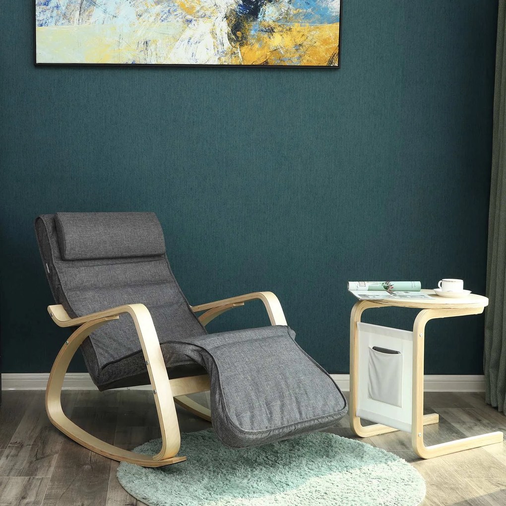 Cadeira de baloiço com apoio para os pés 67 x 125 x 91 cm cinzento escuro