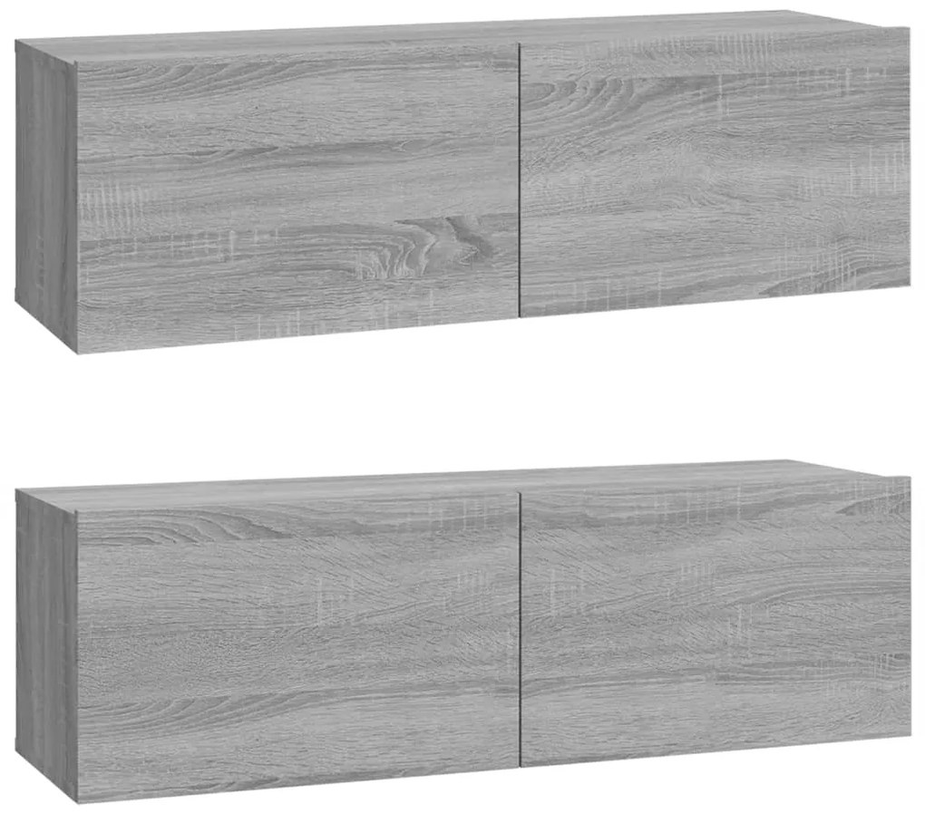 Conjunto móveis de TV 4 pcs madeira processada sonoma cinza