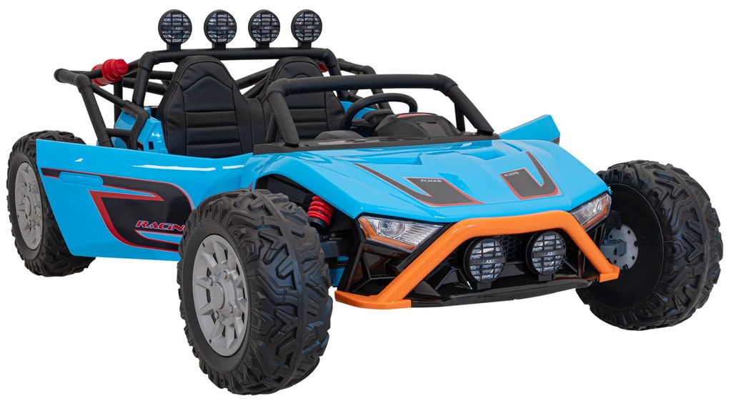Carro elétrico para Crianças 2 Lugares Buggy Racing 5 24V Rodas Espuma EVA, assento couro ecológico Azul