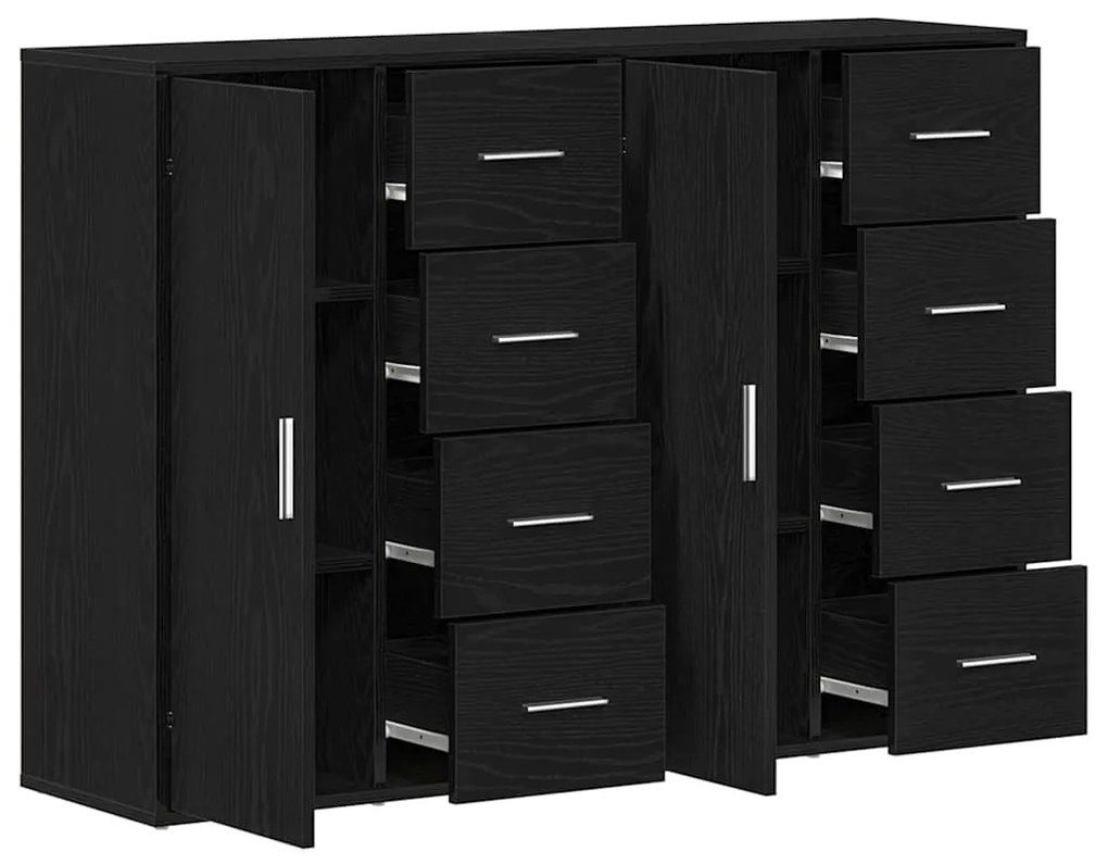 Buffets 2 pcs Carvalho Preto 60x31x84 cm Madeira Engenharia