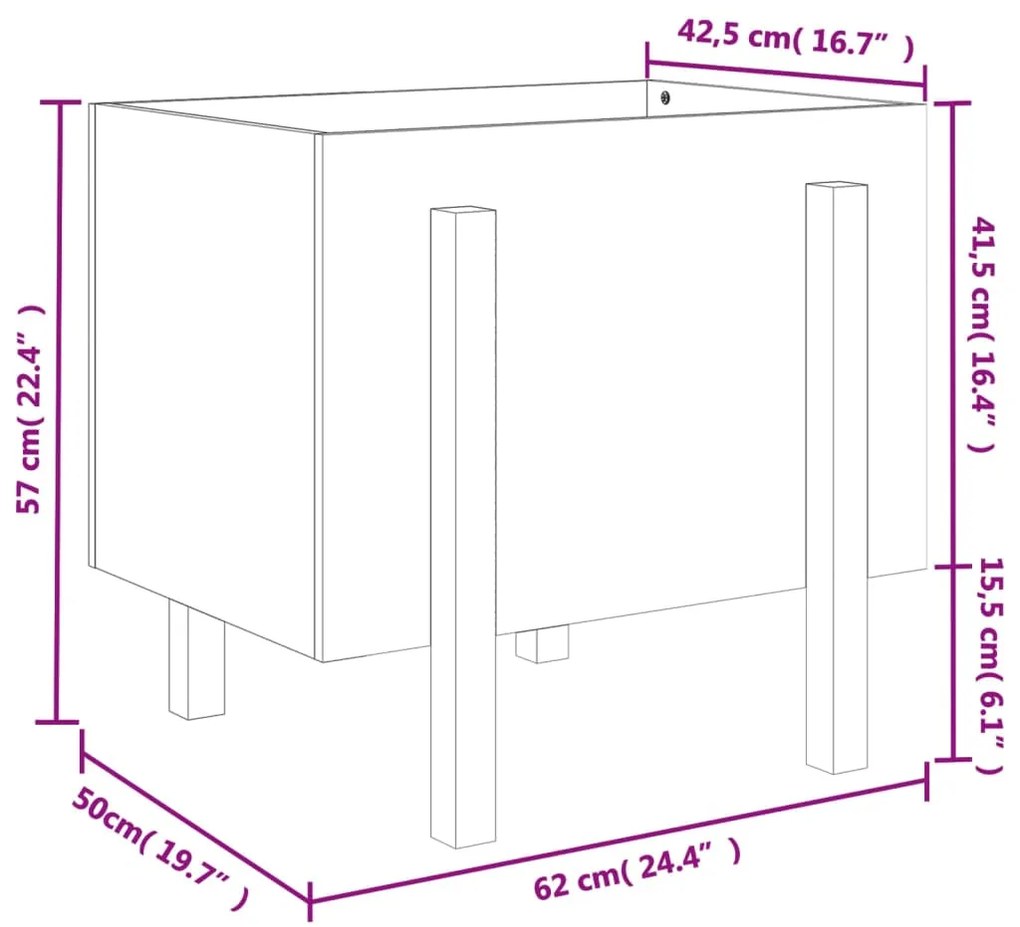 Vaso/floreira de jardim 62x50x57 cm pinho maciço branco