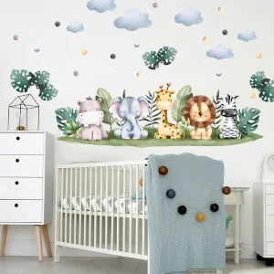Papéis de parede para o quarto das crianças - Mini safari para crianças