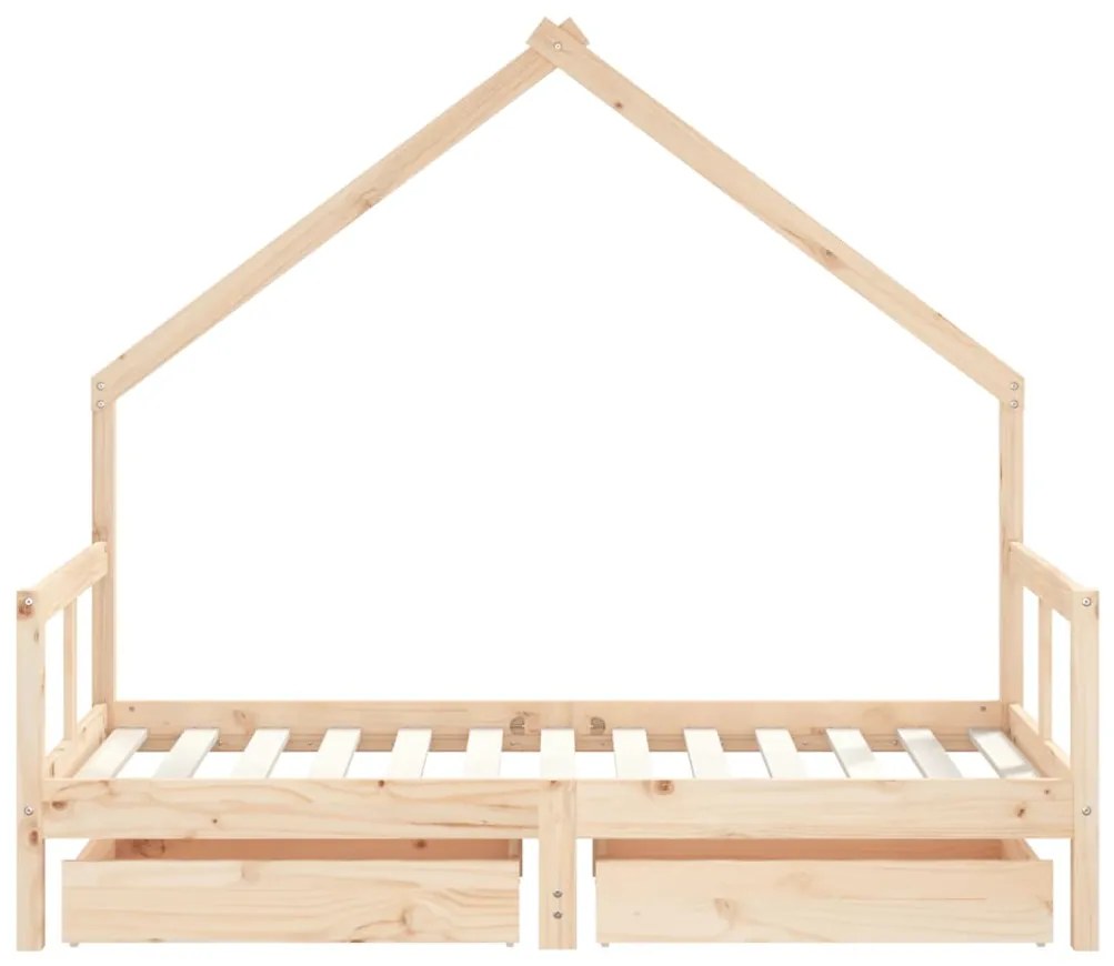 Estrutura de cama infantil c/ gavetas 80x160 cm pinho maciço