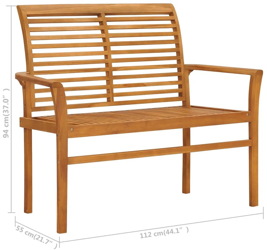 Banco de jardim c/ almofadão antracite 112 cm teca maciça