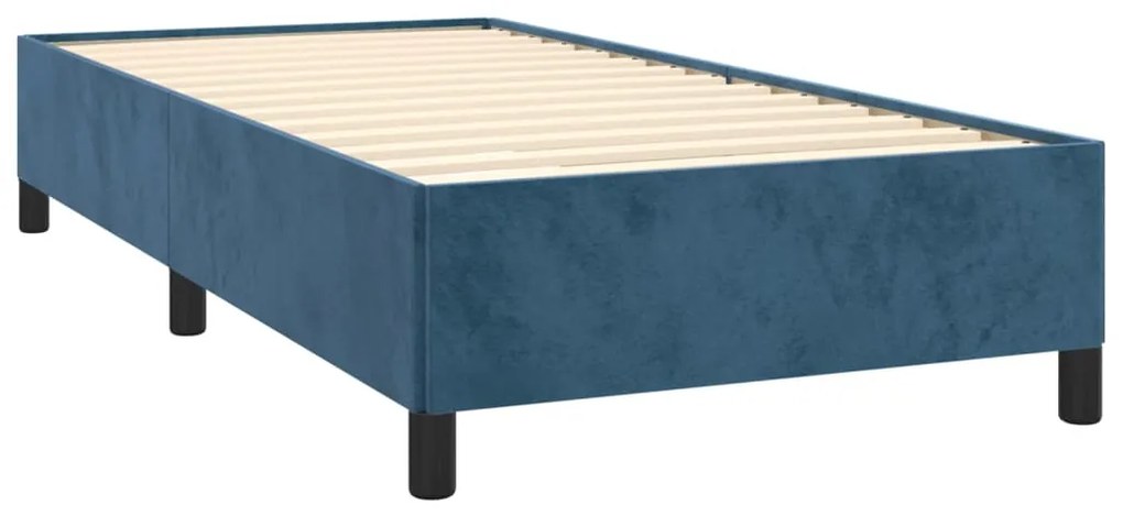 Estrutura de cama sem colchão 100x200 cm veludo azul-escuro