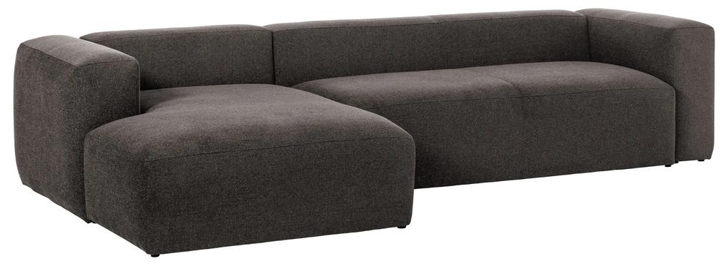Kave Home - Sofá Blok chaise longue esquerdo de 3 lugares cinzento 330 cm
