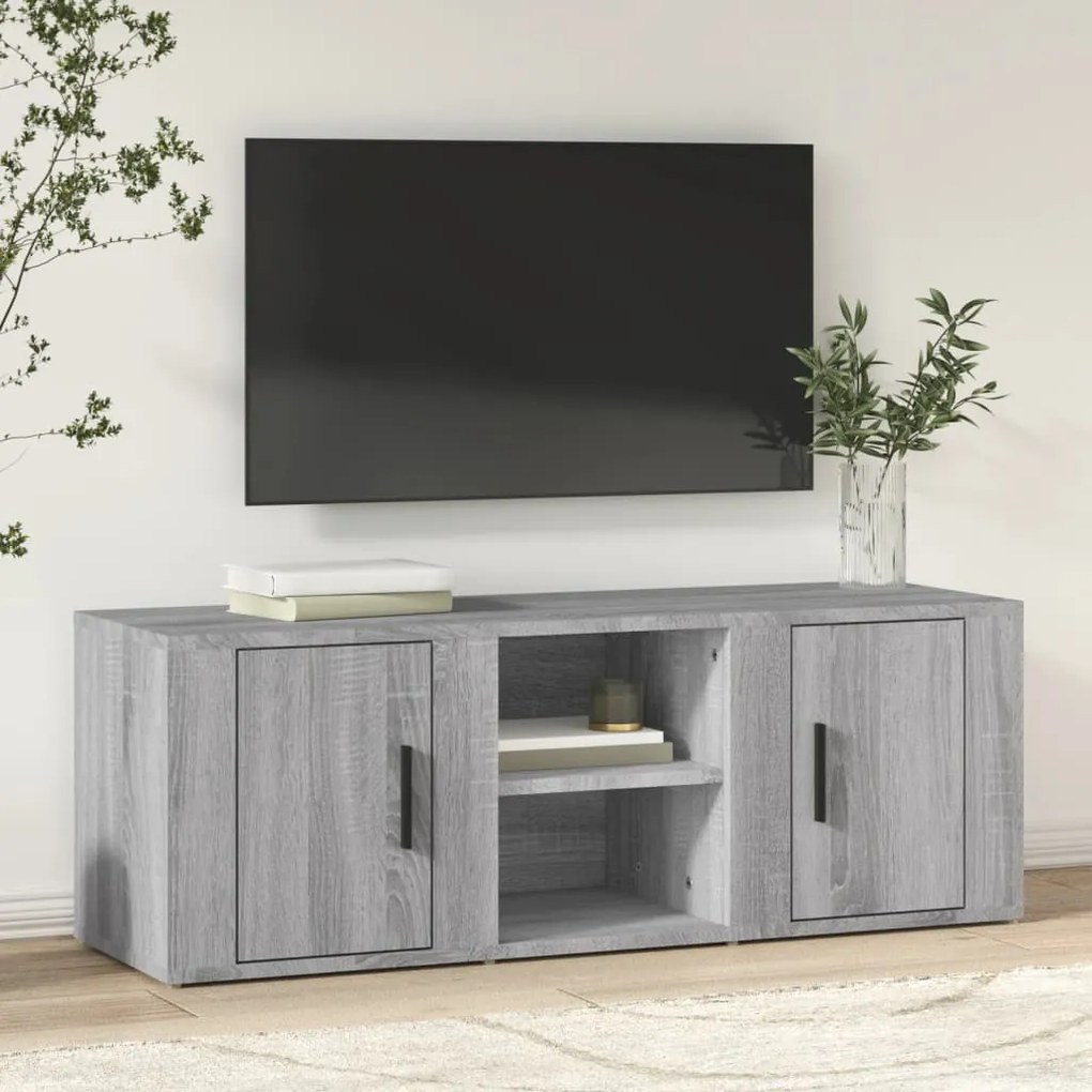 vidaXL Móvel de TV 100x31,5x35 cm derivados de madeira cinzento sonoma