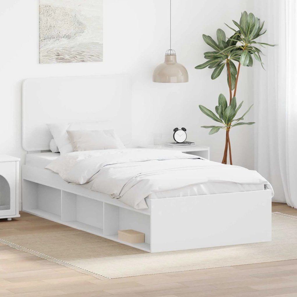 vidaXL Estrutura da Cama com cabeceira Branco 100 x 200 cm
