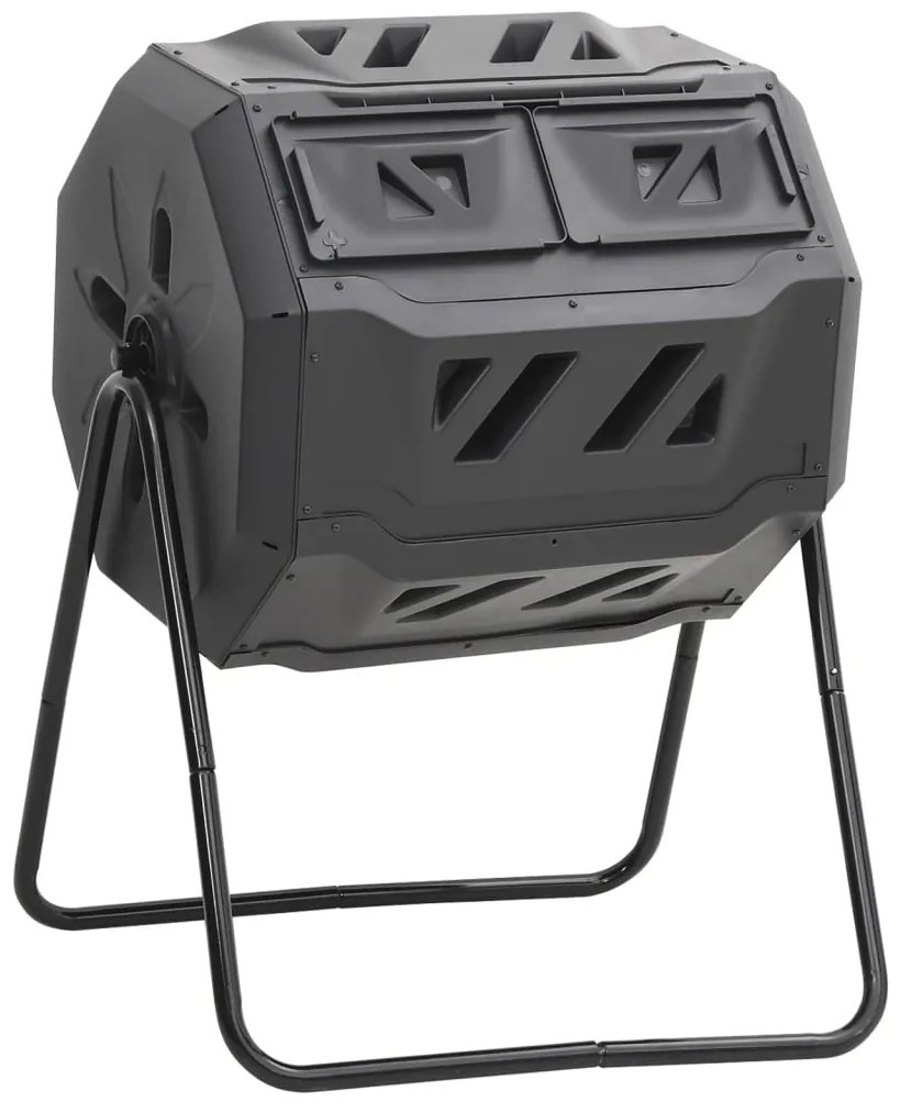 Caixote de compostagem para jardim 73x64x95 cm 160 L preto