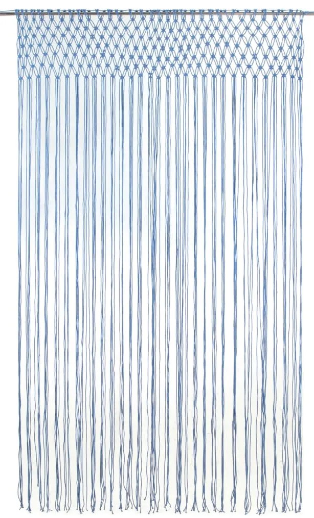 Cortina macramé 140x240 cm algodão azul