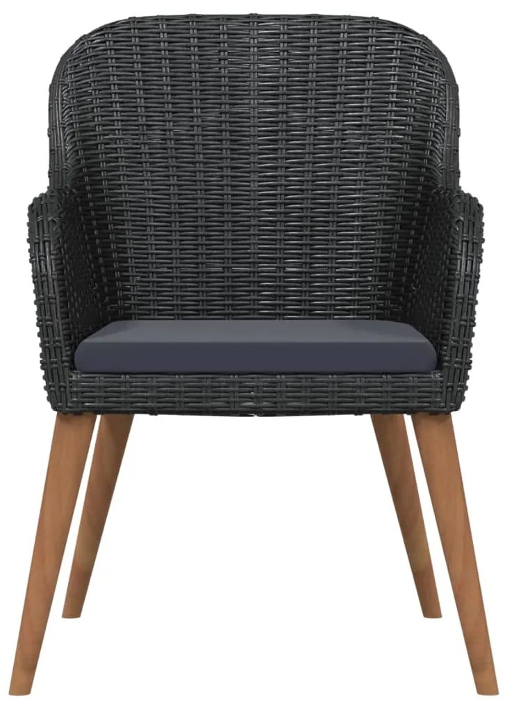 5 pcs conjunto de jantar p/ jardim c/ almofadões preto