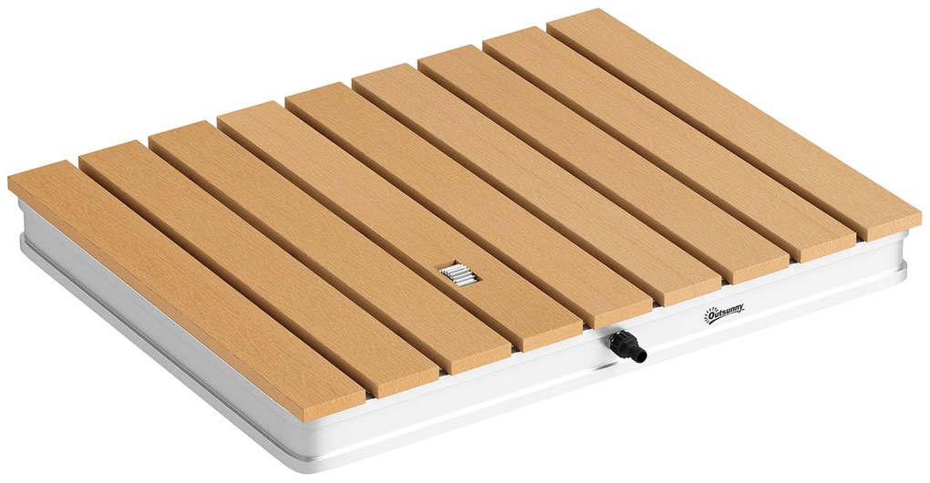Outsunny Kit de Duche de Jardim Portátil Duche Exterior de Chão Altura Ajustável até 4 m para Campismo Piscina Praia 70,5x55x7,5 cm Madeira