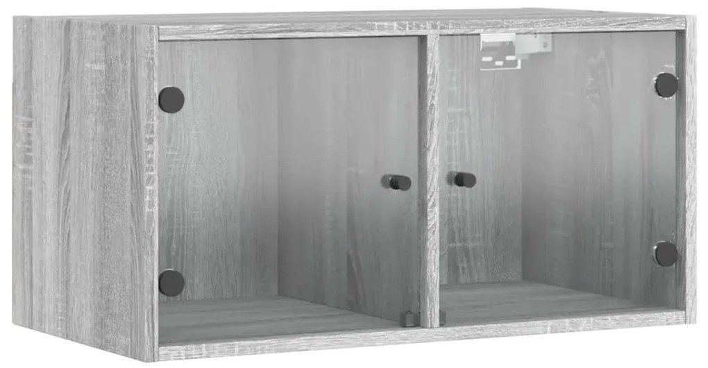 Armário parede c/ porta vidro 2 pcs 68,5x37x35 cm cinza sonoma