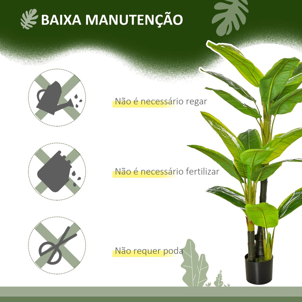 Bananeira Artificial 150 cm Planta Artificial com Vaso e 18 Folhas Planta Artificial para Decoração Verde