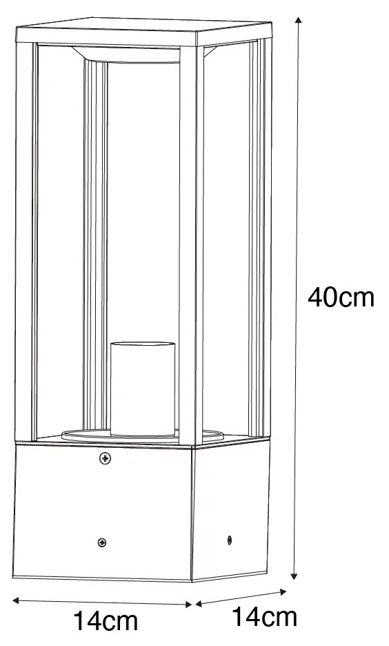 Candeeiro de pé exterior preto com vidro canelado 40 cm IP44 - Charlois Moderno