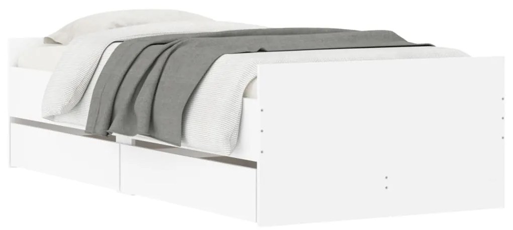 Estrutura cama de solteiro pequena c/ gavetas 75x190 cm branco