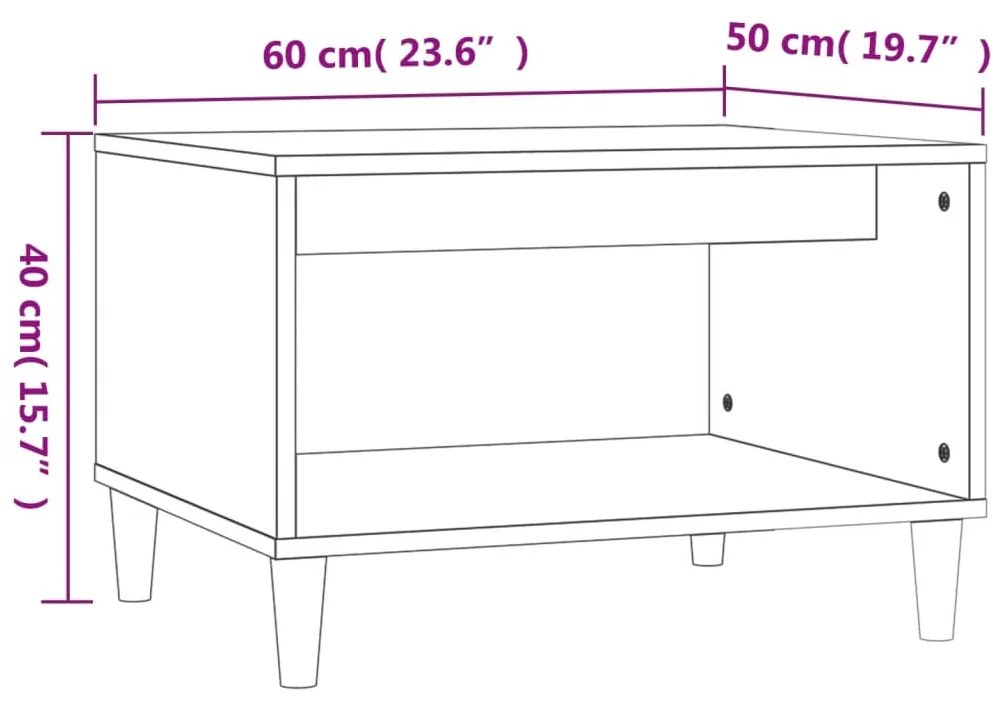 Mesa de centro 60x50x40 cm derivados de madeira cinzento sonoma