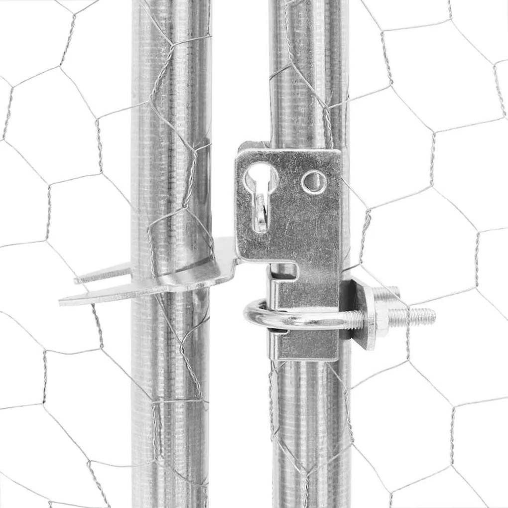 Canil exterior para cães com corredor 4x2x1,5 m aço galvanizado