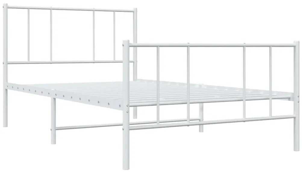 Estrutura de cama com cabeceira e pés 90x200 cm metal branco