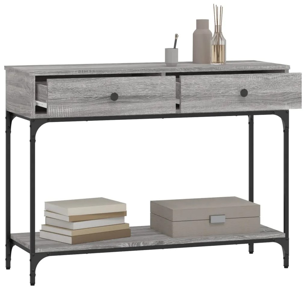 Mesa consola 100x34,5x75cm derivados de madeira cinzento sonoma