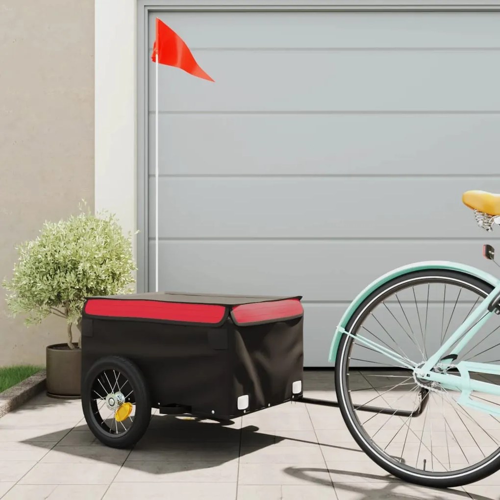 Reboque para bicicleta 30 kg ferro preto e vermelho