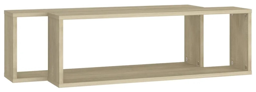 Estantes parede cúbicas 2pcs derivados madeira carvalho sonoma