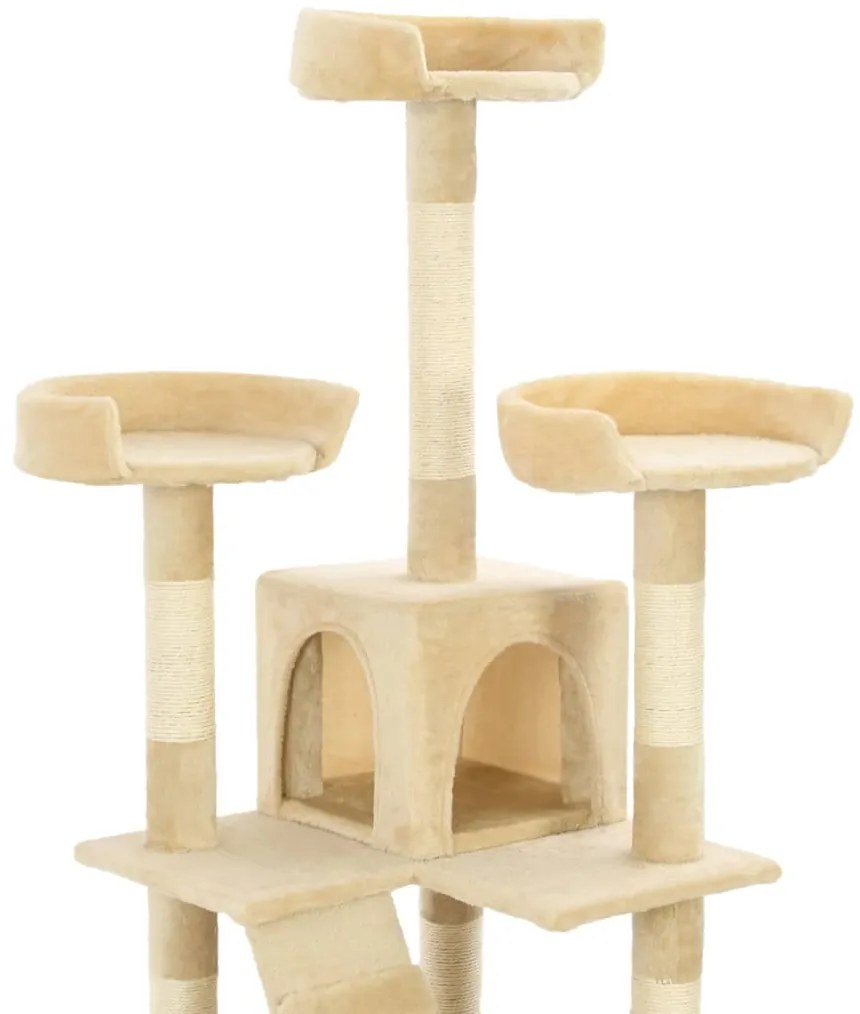 Árvore para gatos c/ postes arranhadores sisal 170 cm bege