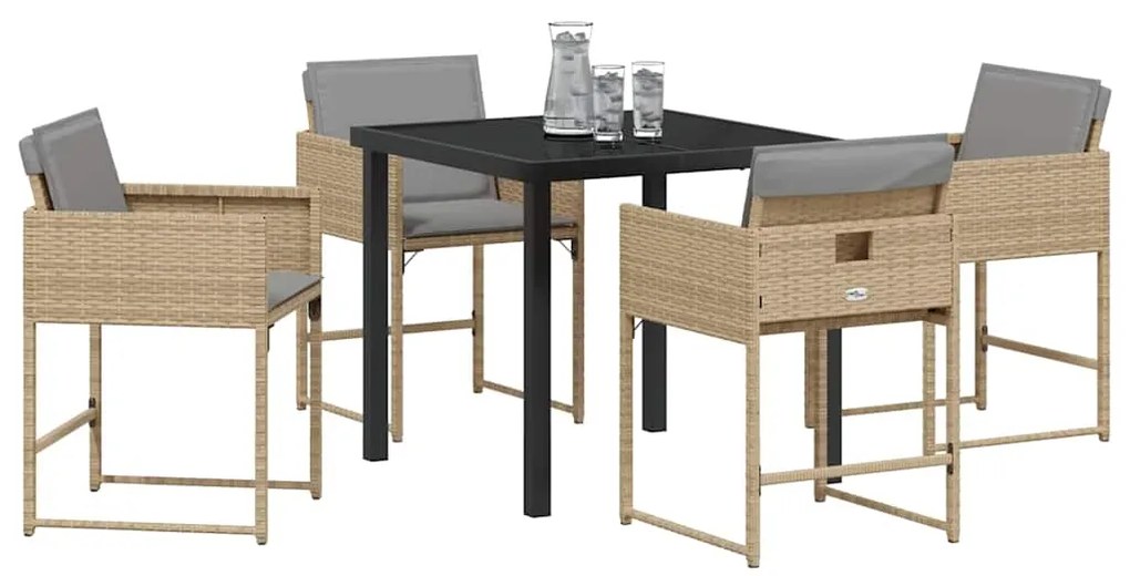 Conjunto de Jantar de Jardim com 5 Peças e Almofadas Beijas