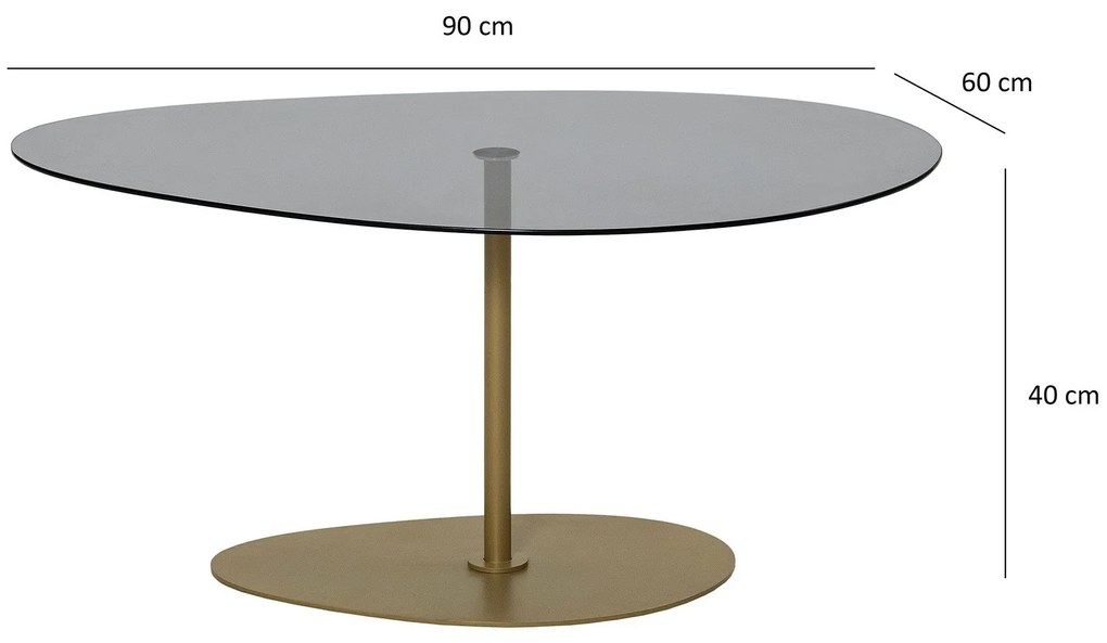 Mesa de Centro Porto – Cinzento Escuro e Dourado – 90 x 40 x 60 cm