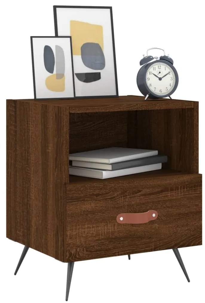 Mesa de cabeceira 2 pcs derivados de madeira carvalho castanho
