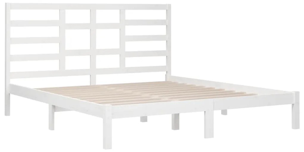 Estrutura de cama 200x200 cm madeira maciça branco