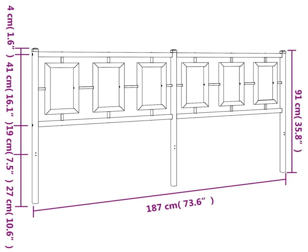 Cabeceira de cama 180 cm metal preto