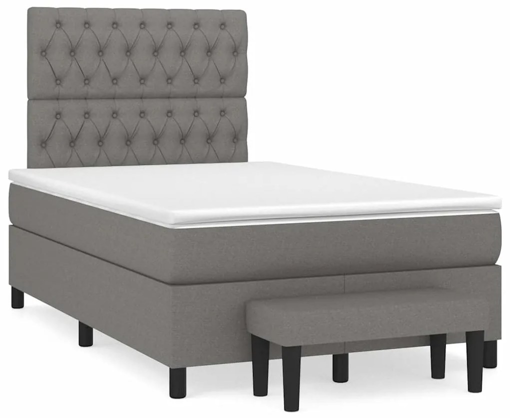 Cama boxspring com colchão 120x190 cm tecido cinzento-escuro