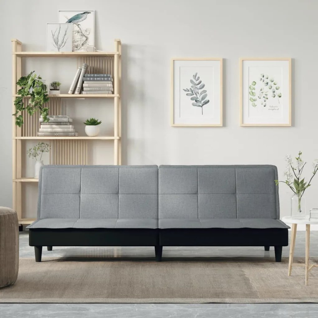 351913 vidaXL Sofá-cama tecido cinzento-claro