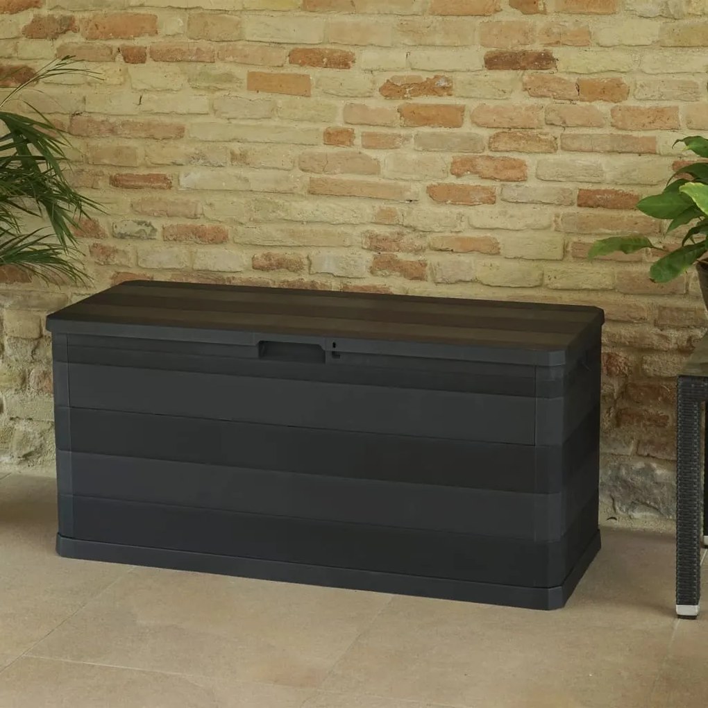 Caixa de arrumação para jardim 117x45x56 cm preto