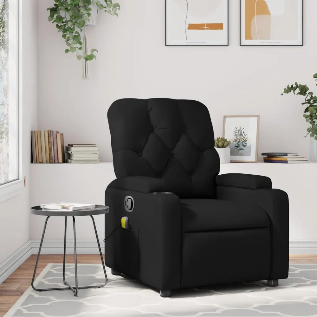 vidaXL Poltrona de massagens reclinável couro artificial preto