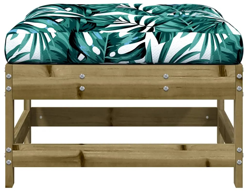 Apoios de pés p/ jardim c/ almofadões 2 pcs pinho impregnado