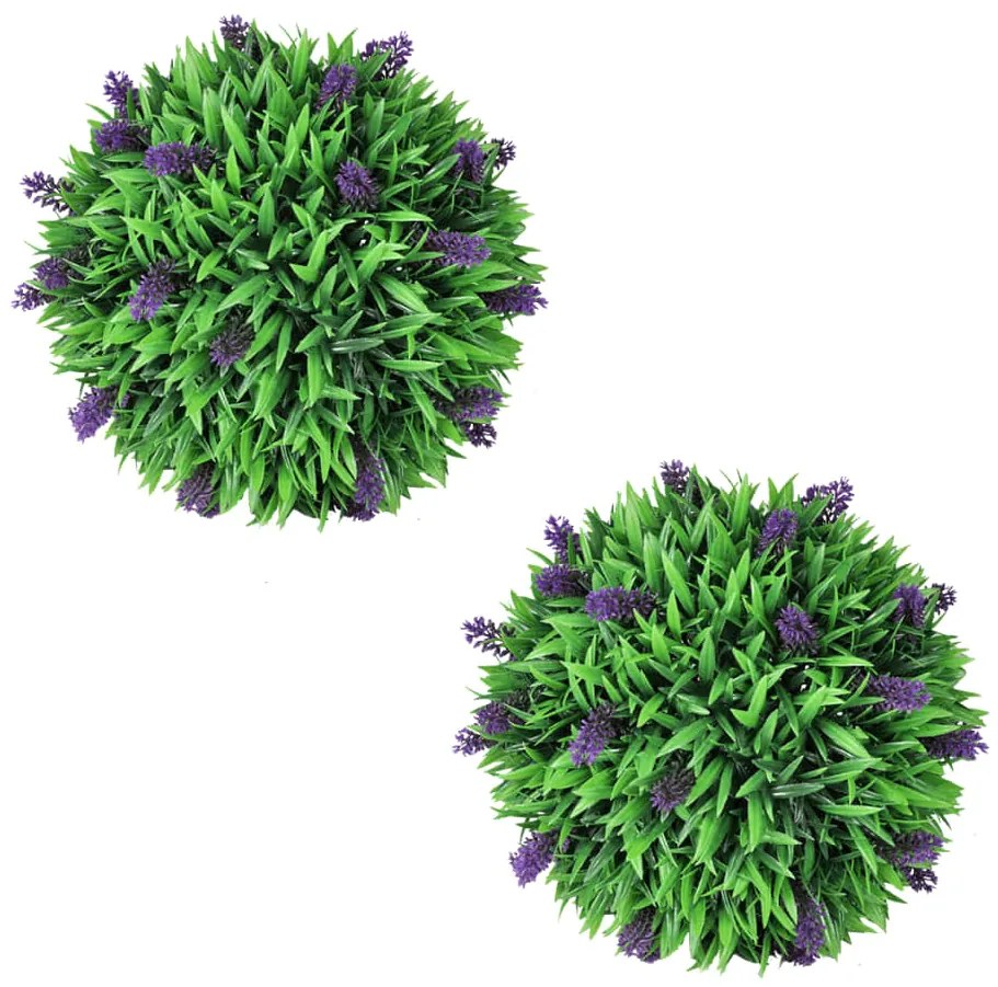 41624 vidaXL Conjunto de 2 bolas de buxo artificiais com lavanda 30 cm