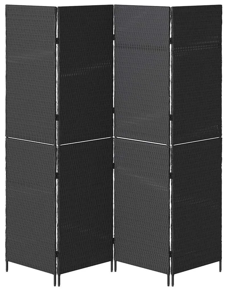 Divisória de Ambiente vidaXL 4 Painéis Dobrável Preto 195x180 cm Polí