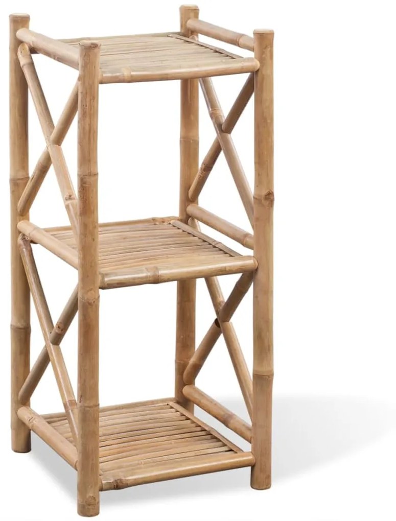 242491 vidaXL Estante de bambu quadrada com 3 prateleiras