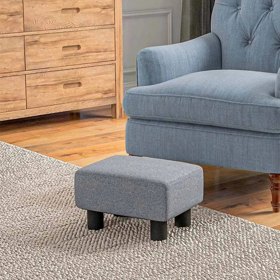 Apoio para os Pés de Sala de Estar Banco Retangular com Estrutura de Madeira para Sala de Estar 40x30x24 cm Cinzento