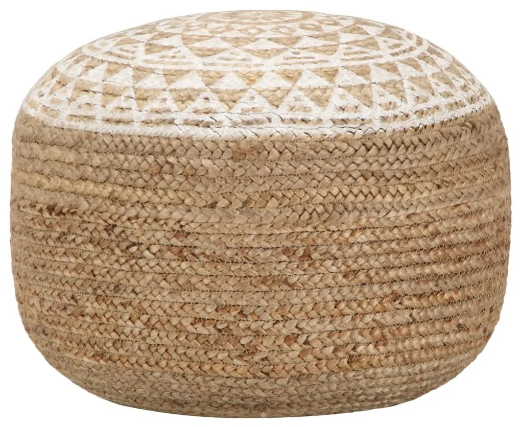 Puff Artesanal Branco 40x45 cm Juta