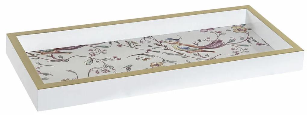 Tabuleiro DKD Home Decor Cor de Rosa Branco Madeira MDF (30 x 12 x 2.5 cm)