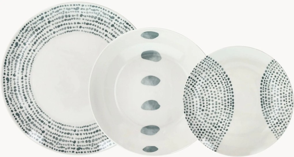 Conjunto de loiça em porcelana Madison Solstice Gray, 6 pessoas, conjunto de 18