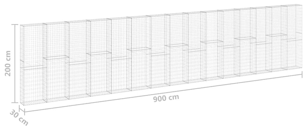 Muro gabião com tampas aço galvanizado 900x30x200 cm