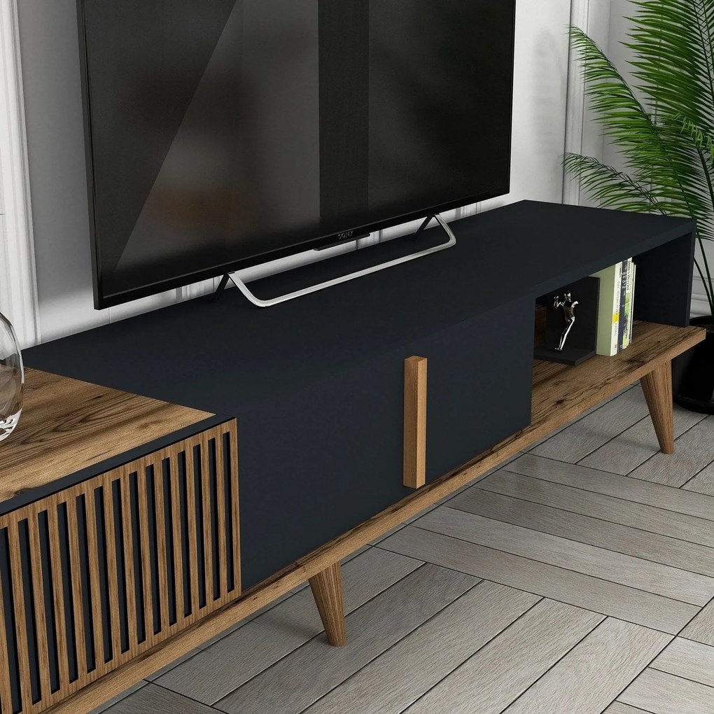 Móvel TV Milan – Nogueira e Antracite – 180x40x35 cm