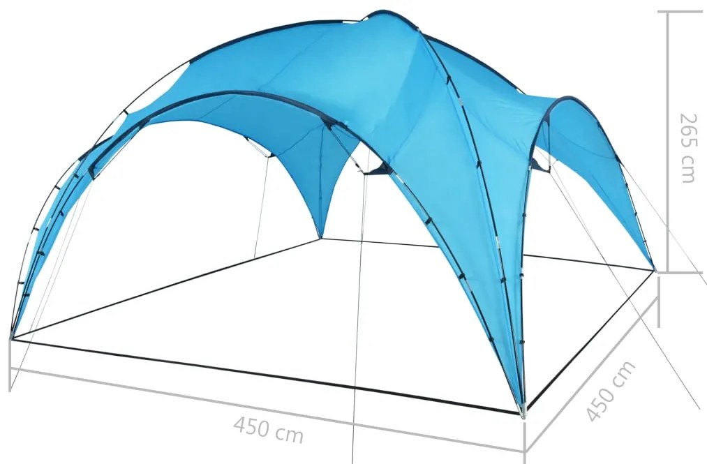 Tenda para festas arqueada 450x450x265 cm azul claro