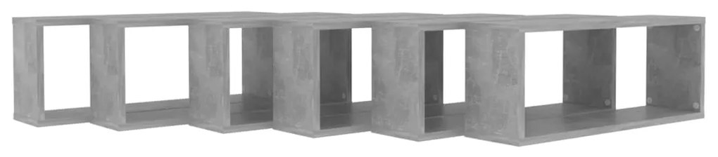 Prateleiras parede forma de cubo 6pcs 60x15x23 cm cinza cimento