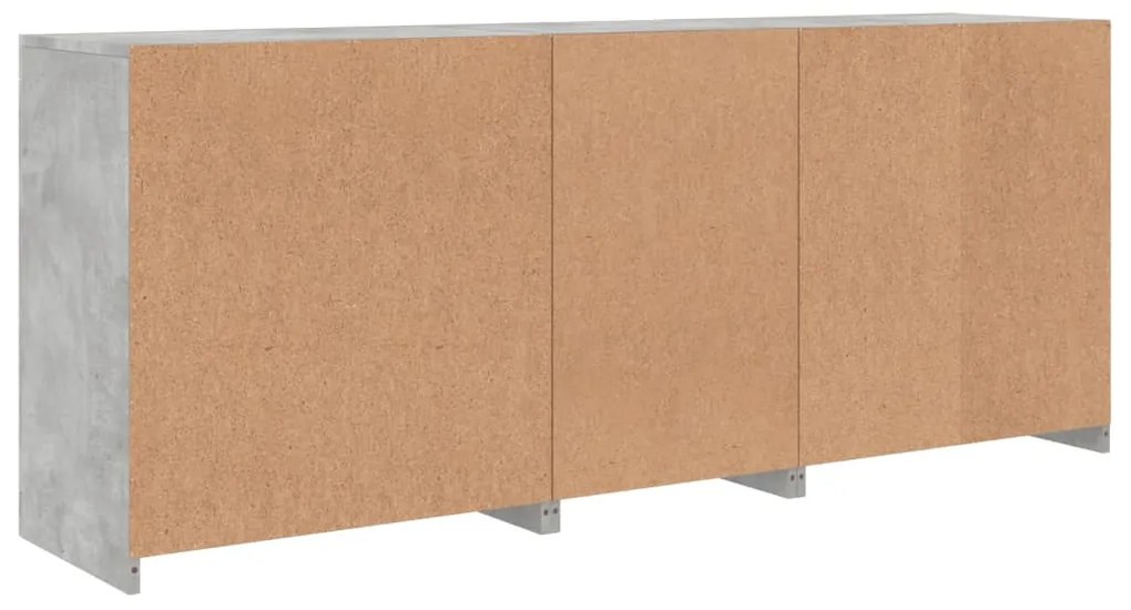 Aparador com luzes LED 181,5x37x67 cm cinzento cimento