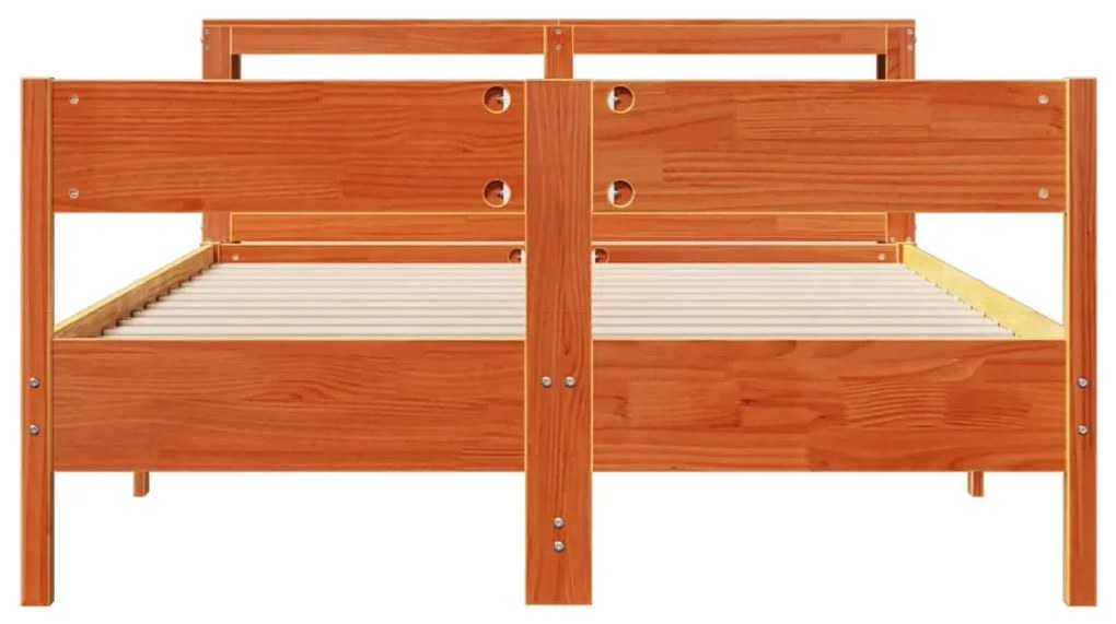 Cama sem colchão 150x200 cm madeira pinho maciça castanho-mel